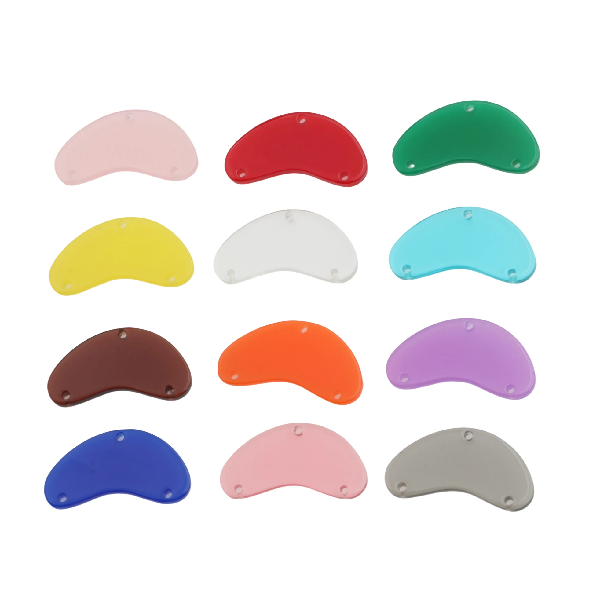 12PCS Candy Resin Acrylic Blanks Cutout Semicircle Connectors Crescent moon Abstract Pendant,3Holes Earrings Findings,ACE348