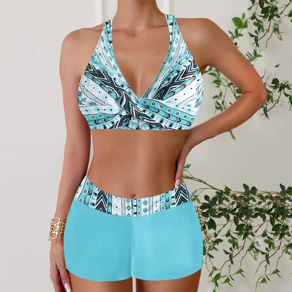 New Women Curvy Plus Size Rainbow Striped Triangle Bikini Two Piece Split Bathing Suit Summer Holiday Pool Beach Swimwear