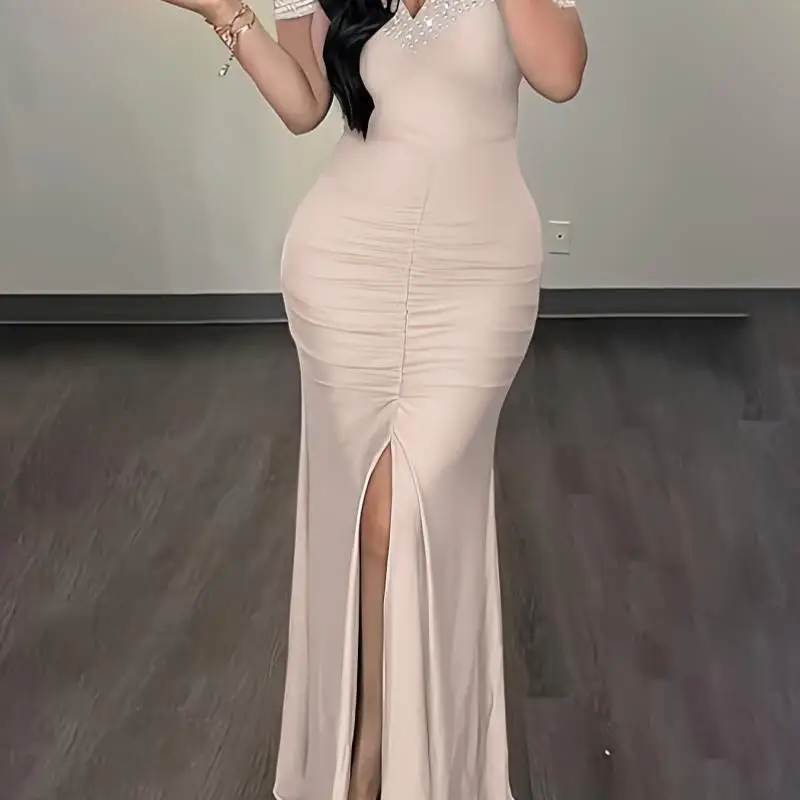 

Женское вечернее платье Ele с открытыми плечами и встроенными стразами, новинка 2025, трансграничное Princ Sve KTV Dr