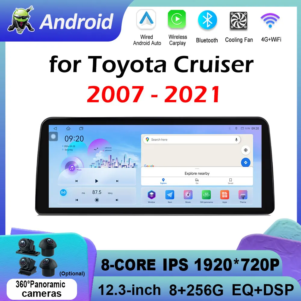 Android Smart System DSP Stereo for Toyota Cruiser 2007 2008 2009 2010 2011 - 2021 Car Audio Video Multimedia Player Head Unit