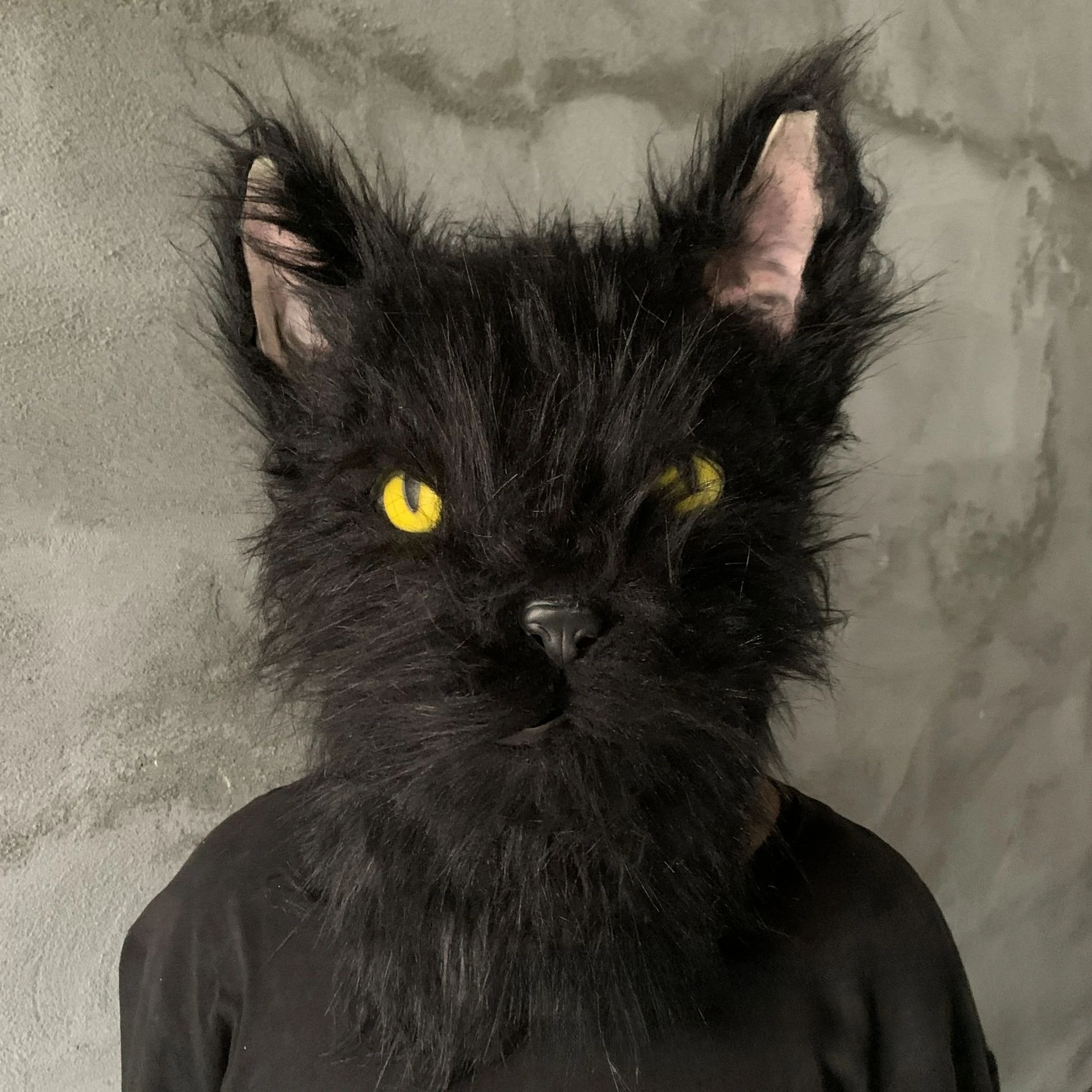 Black Cat Mask – Viral Latex Animal Mask for Online Stores – Realistic Latex Cat Mask with Black Fur