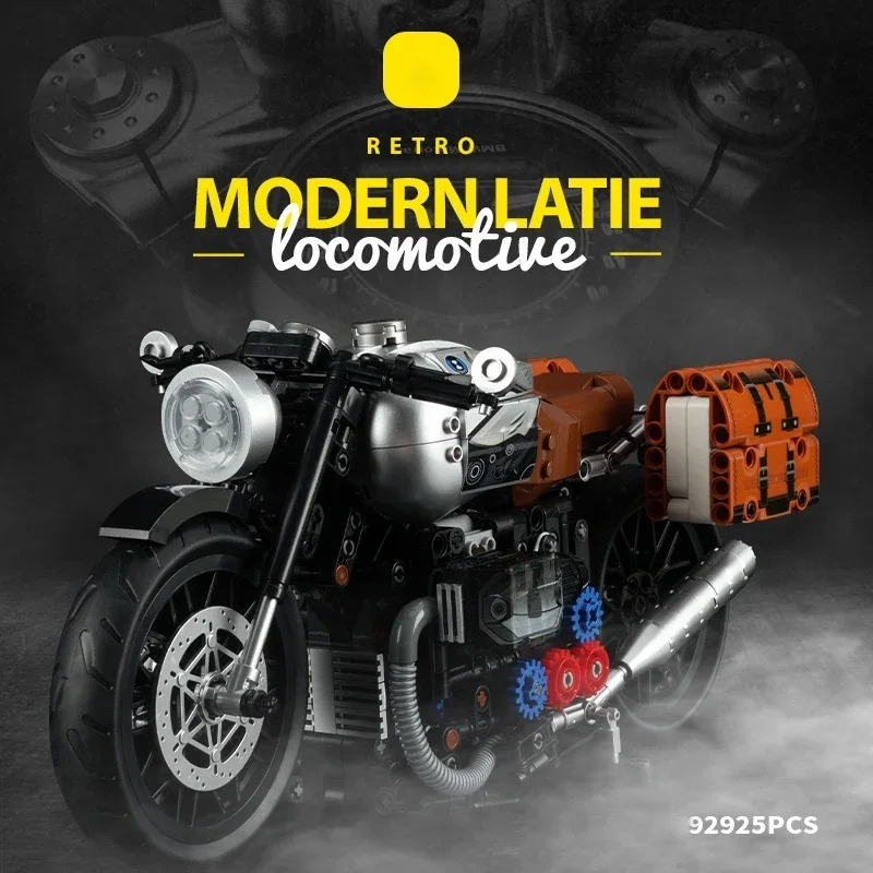 Modelo de motocicleta Retro Latte, rompecabezas para niños, juguetes de bloques de construcción de partículas pequeñas