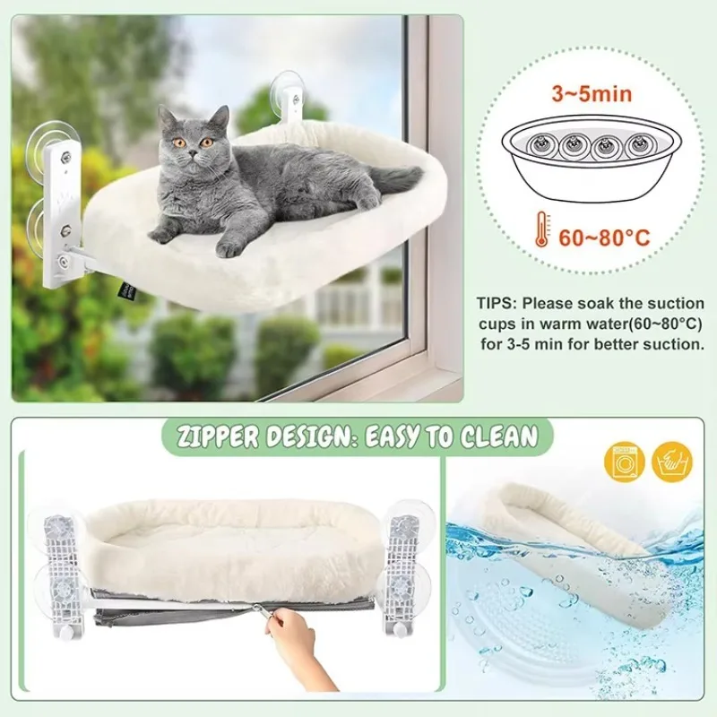 Sturdy Cat Hanging Hammock Bed Cordless Foldable Window Perch with Cushion