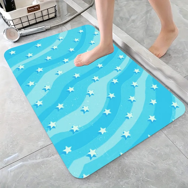 1 Piece Plush Carpet, Soft Comfortable, All Seasons, lightweight Easy to Care, Light Blue Wave Star Pattern, Home Decor, Living Room, Bedroom, Entryway Decor, Room Decor, Winter, Autumn