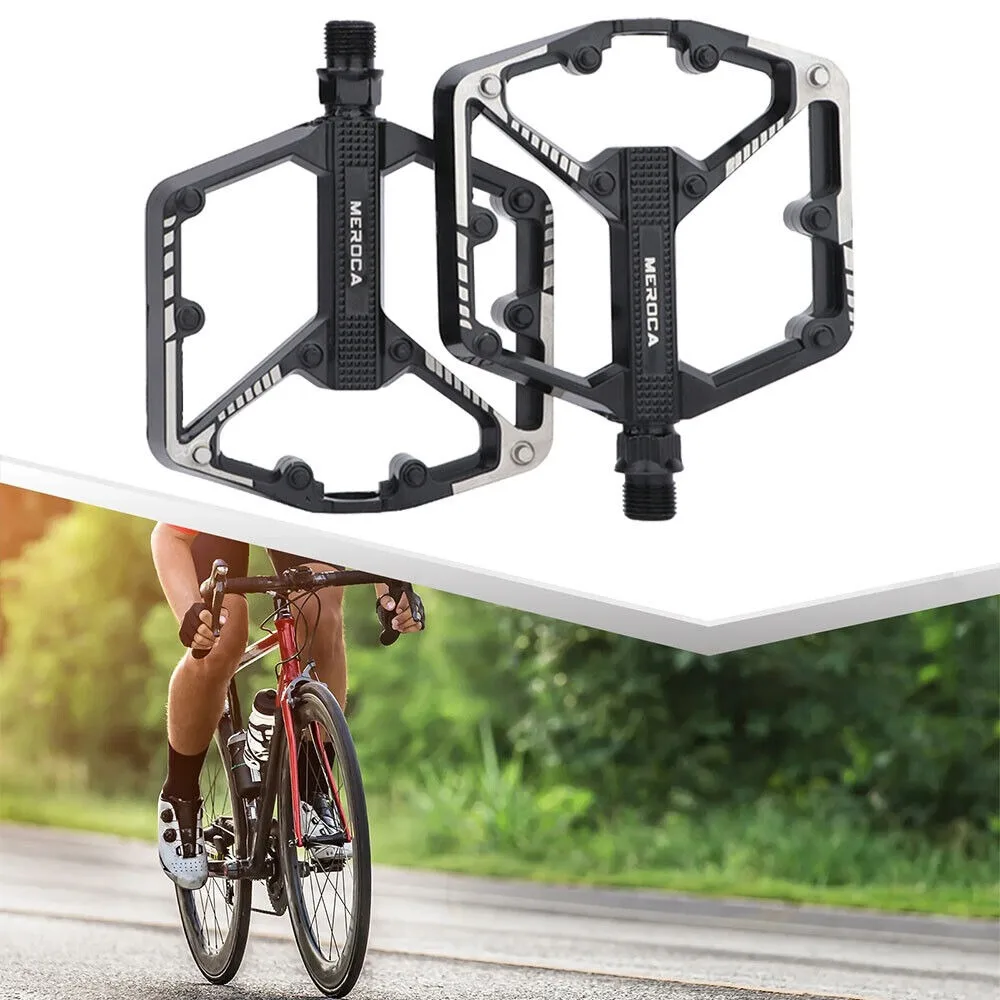 Durable MEROCA Bicycle Pedals Ultralight Non-slip Bike Pedals Aluminium Alloy Sealed DU Bearing Bicycle Flat Bearings Pedals