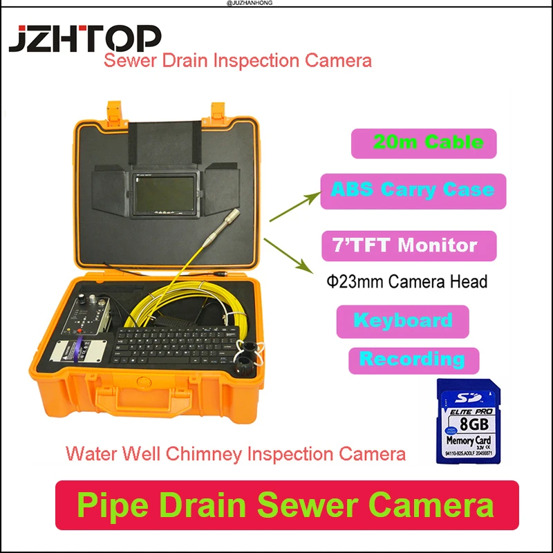 

23mm Pipeline Sewer Drain Inspection Camera Water Well Inspection Snake Camera Video Endoscope Borescope Keyboard DVR