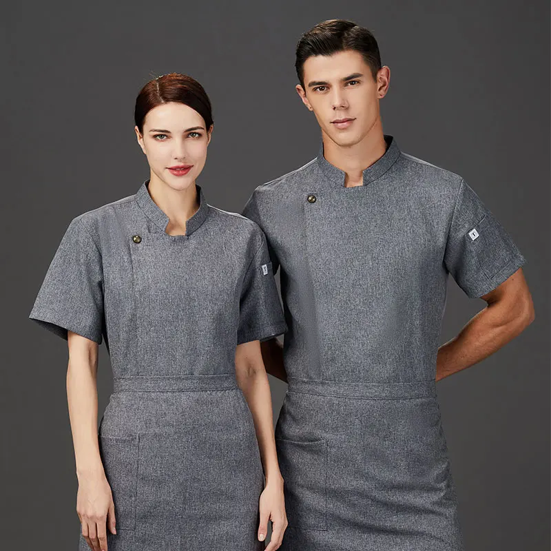 Uniforme da cucina abbigliamento da cuoco in cotone e lino giacca da cucina da uomo camicia da cuoco per Pizza abbigliamento da cuoco per Hotel abbigliamento da lavoro per ristorante