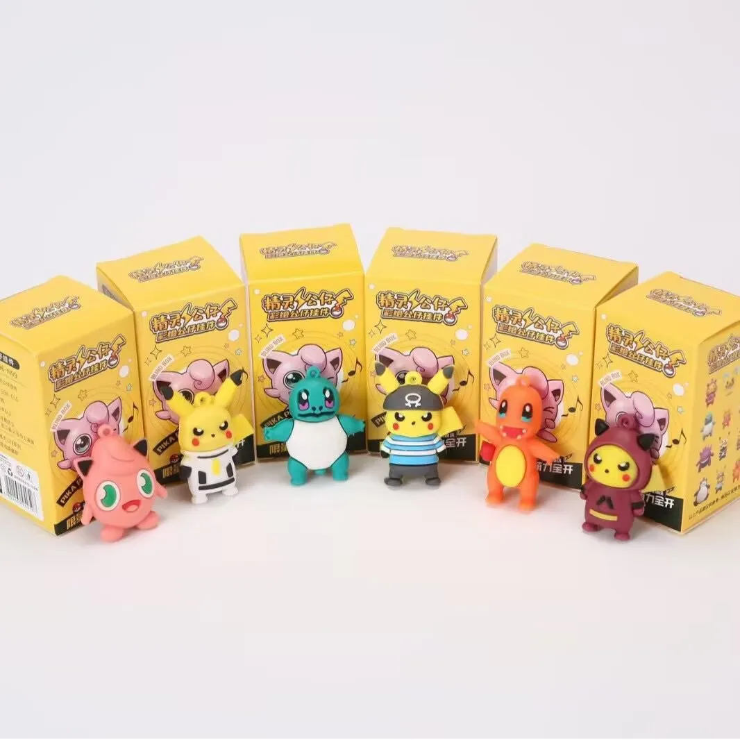 Nuovo in vendita calda 24 pezzi Pokemon personaggi anime classici Pikachu scatola cieca portachiavi colorato compleanno scatola cieca giocattolo regalo per bambini