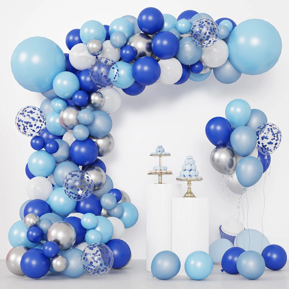 130pcs Blue Theme Balloons Garland Arch Kit for Baby Shower Graduation Wedding Anniversary Decorations Birthday Party Supplies