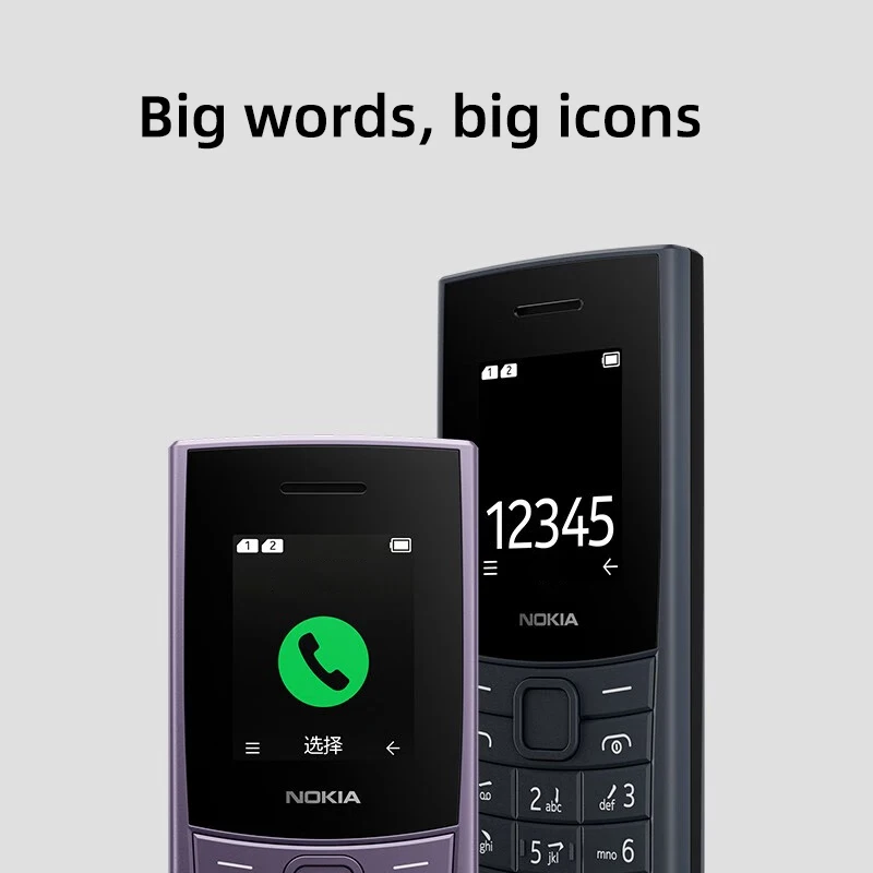 Original Nokia 110 4G 2023 Version Feature Phone 1.8" Dual SIM Bluetooth 5.0 FM Radio 1450mAh Battery Rugged Push-button Phone