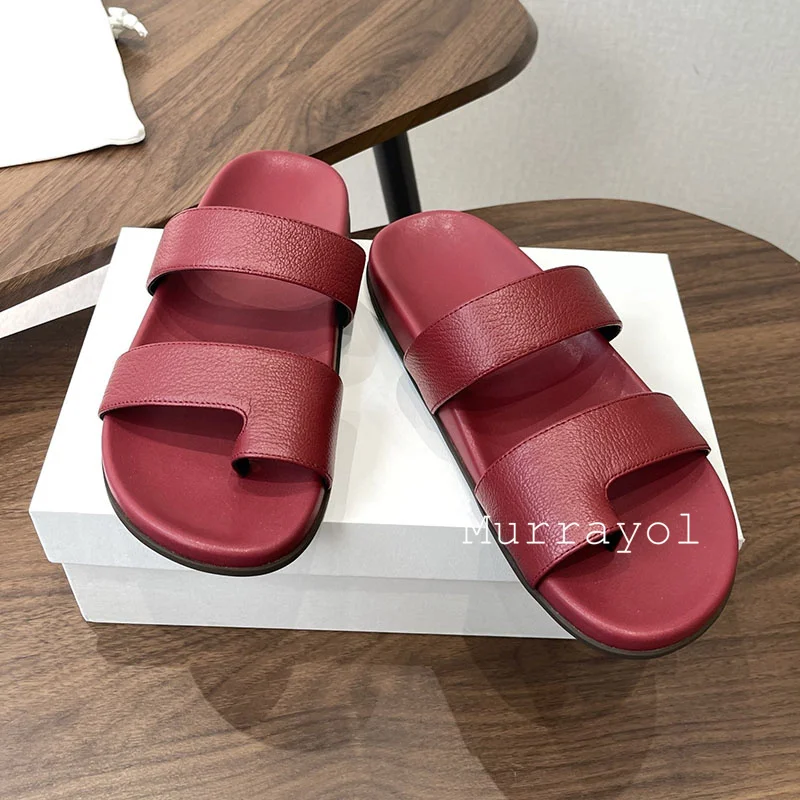 Slippers Flat Thick Bottom Slippers Women Real Leather Split Toe Lazy Sandals Ladies Spring Summer Outdoor Vacation Shoes 2026 view 2