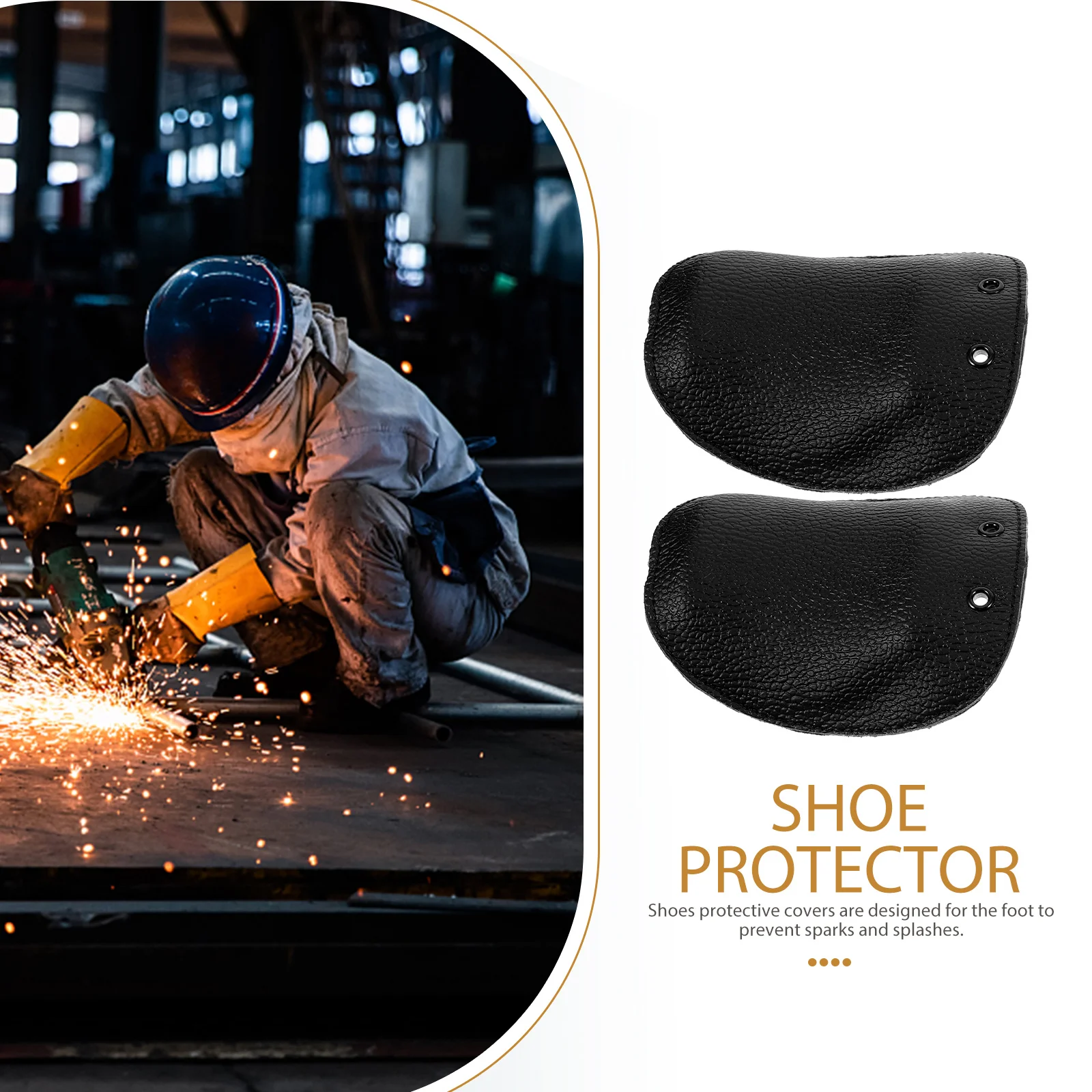 

2pcs Black Cowhide Metatarsal Guards Welding Shoe Covers Toe Protector Heat Resistant Safety Work Boots Footwear Workshop Shoes