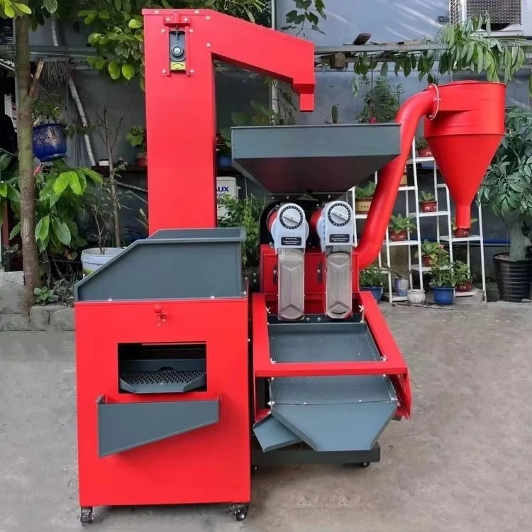 Grain Combined Paddy Rice Cleaner and De-Stoner 11HP lRice Mill 11HP Portable Paddy Polisher Destoner Machine for Farm Use