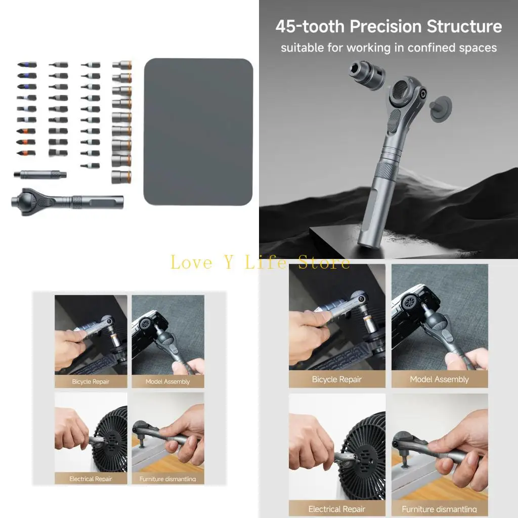 

L74C Professional Ratcheting Screwdriver 45 Tooth 40 Interchangeable Bit