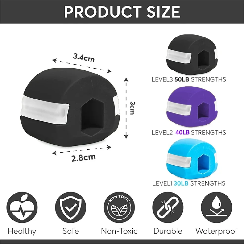 3 Pieces Set Food-Grade Silica Gel Jaw Exerciser with Lanyards Jawline Chew Bite Breaker for Face Fitness And Masseter Training