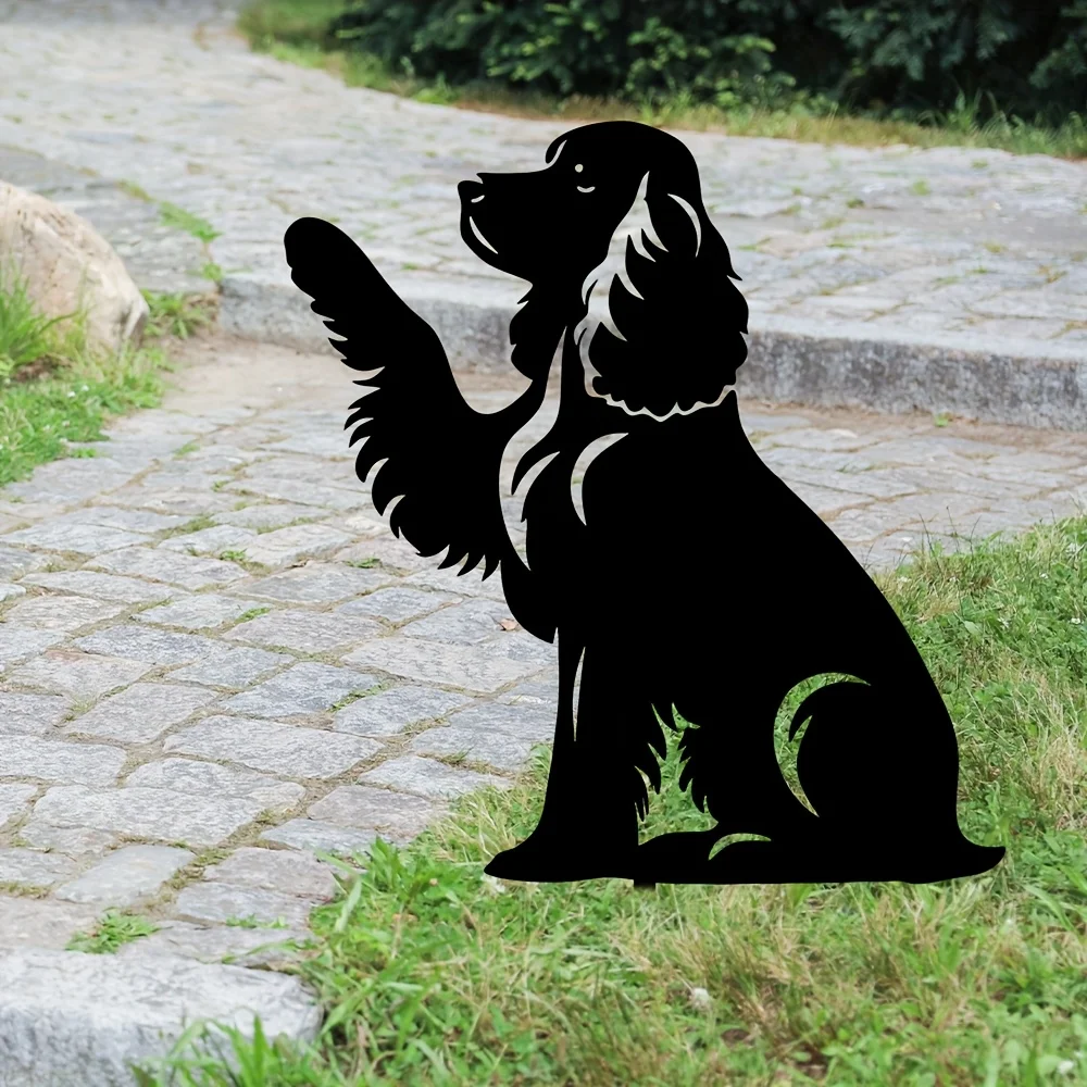 1pc Cocker Decorative Spaniel Metal Garden Stakes, Perfect Gift for Dog Lovers, Christmas Outdoor Garden Decoration
