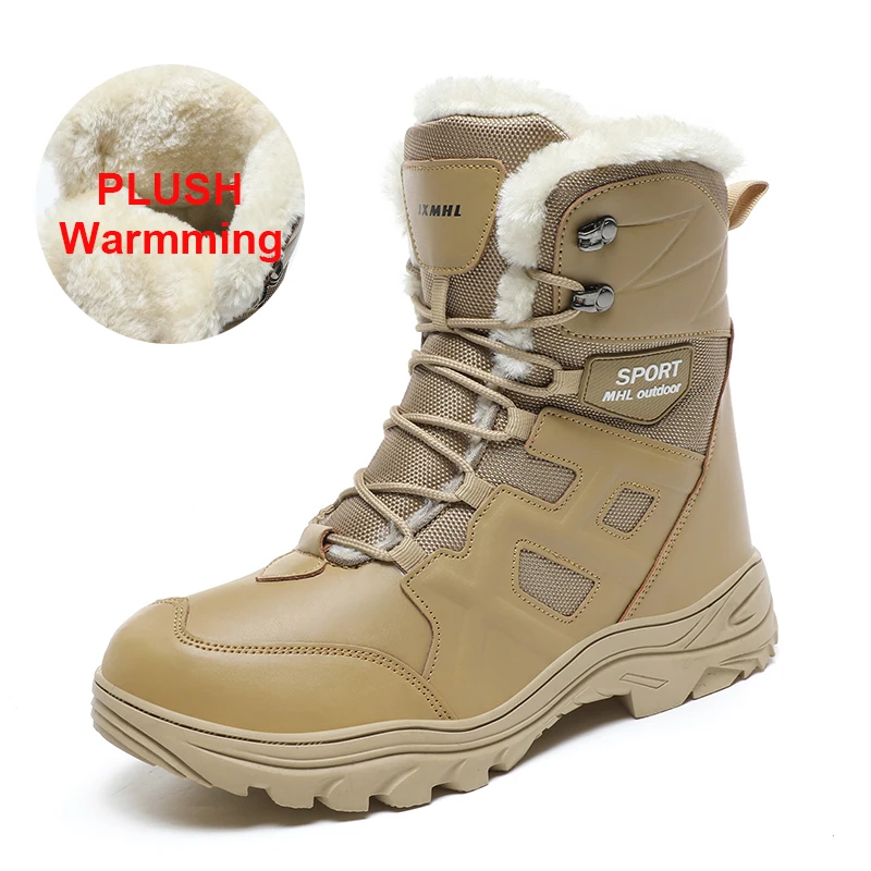 

Высококачественная походная обувь, мужские плюшевые теплые зимние ботинки, водонепроницаемые зимние кроссовки, нескользящие рабочие ботинки, уличные мотоциклетные ботинки