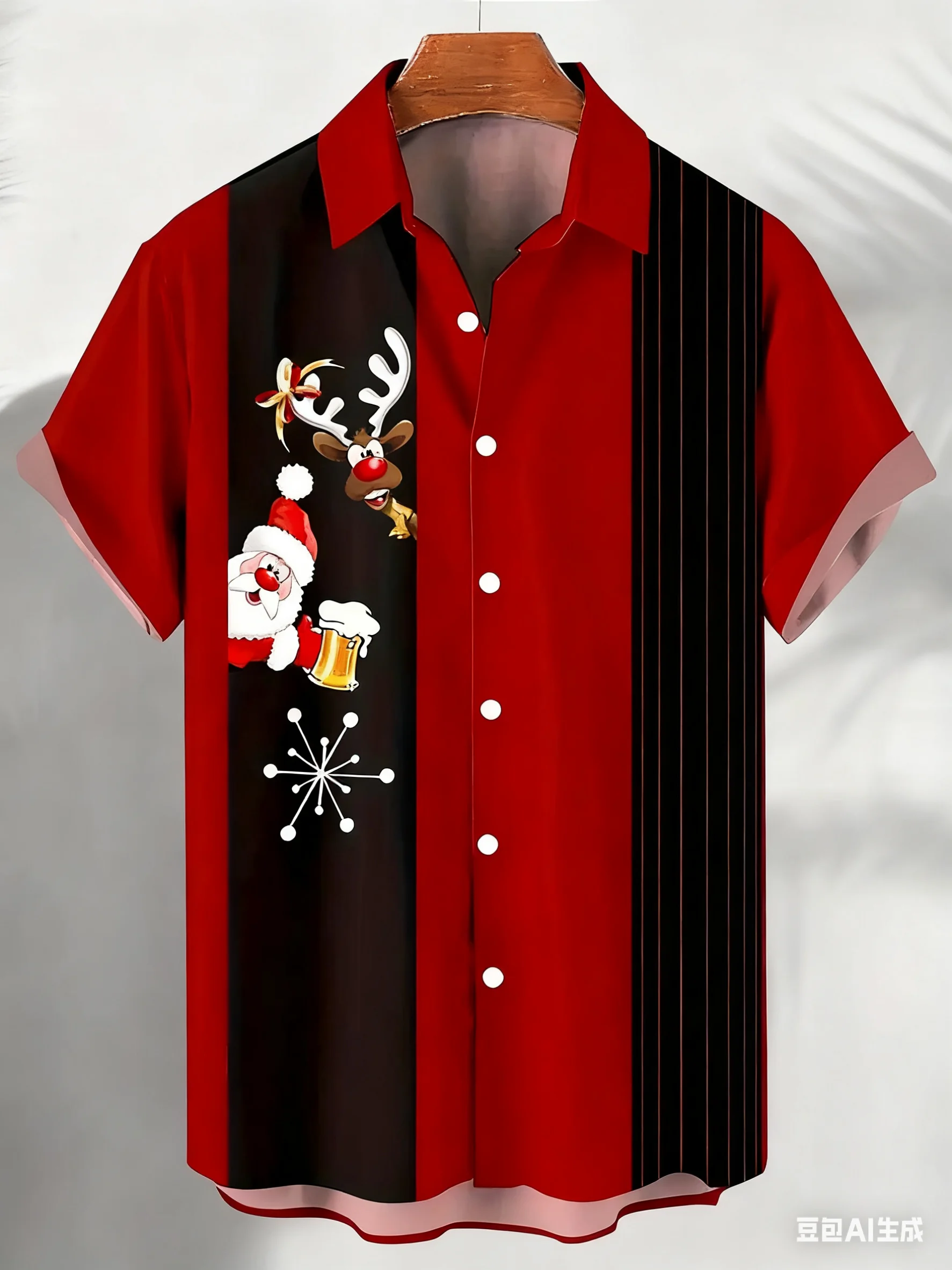 

Летние мужские блузки с гавайским рождественским принтом и короткими рукавами, пляжные рубашки, повседневная рубашка на пуговицах с лацканами, мужская одежда