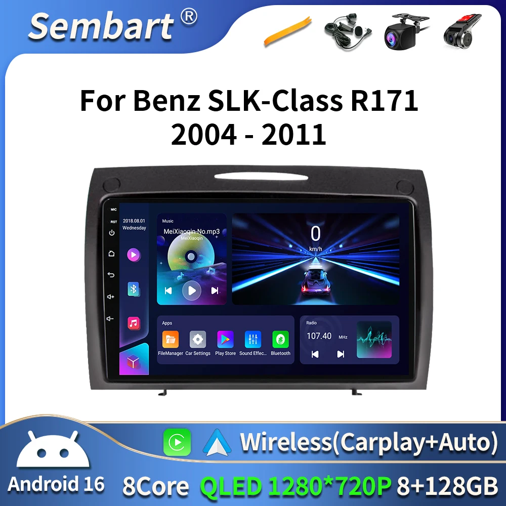 Android 16 CarPlay Car Radio For Mercedes Benz SLK Class R171 SLK200 SLK280 SLK300 2000 - 2011 Navigation GPS Multimedia Player