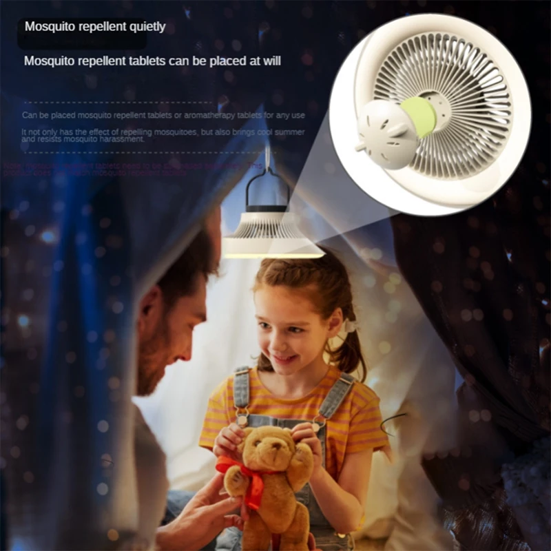 5000Mah التخييم مروحة قابلة للشحن سطح المكتب المحمولة التعميم اللاسلكية سقف مروحة كهربائية مع قوة البنك LED الإضاءة