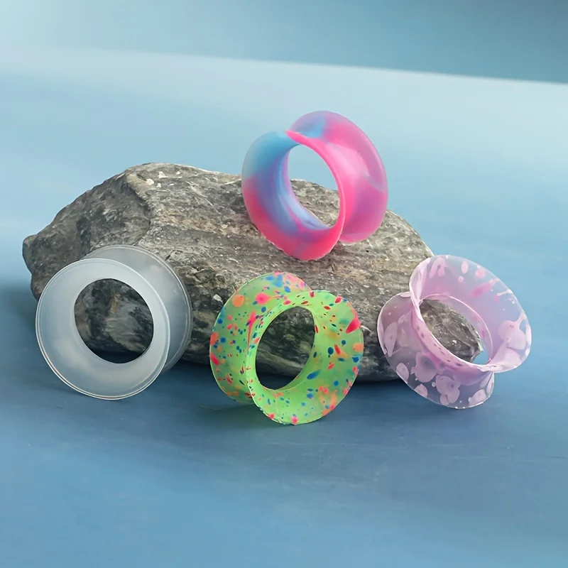 2pcs Comfortable Stylish Flexible Silicone Ear Gauges Plugs Double Flared Ear Tunnels Expander Stretching Piercing Jewelry