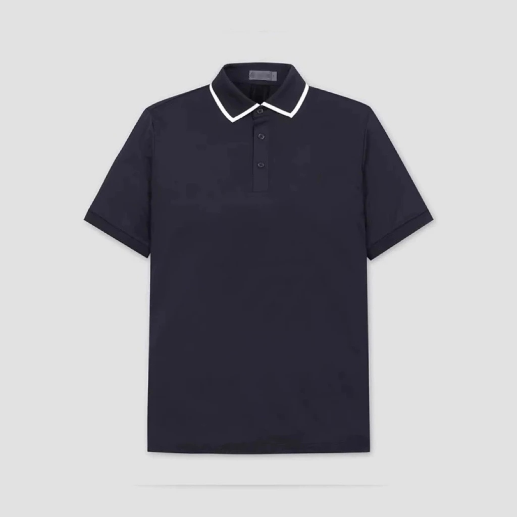 Summer Men's Golf Jersey With A Cool And Breathable Short Sleeved Sports Top, Featuring A Collared Contrasting Golf Polo Shirt