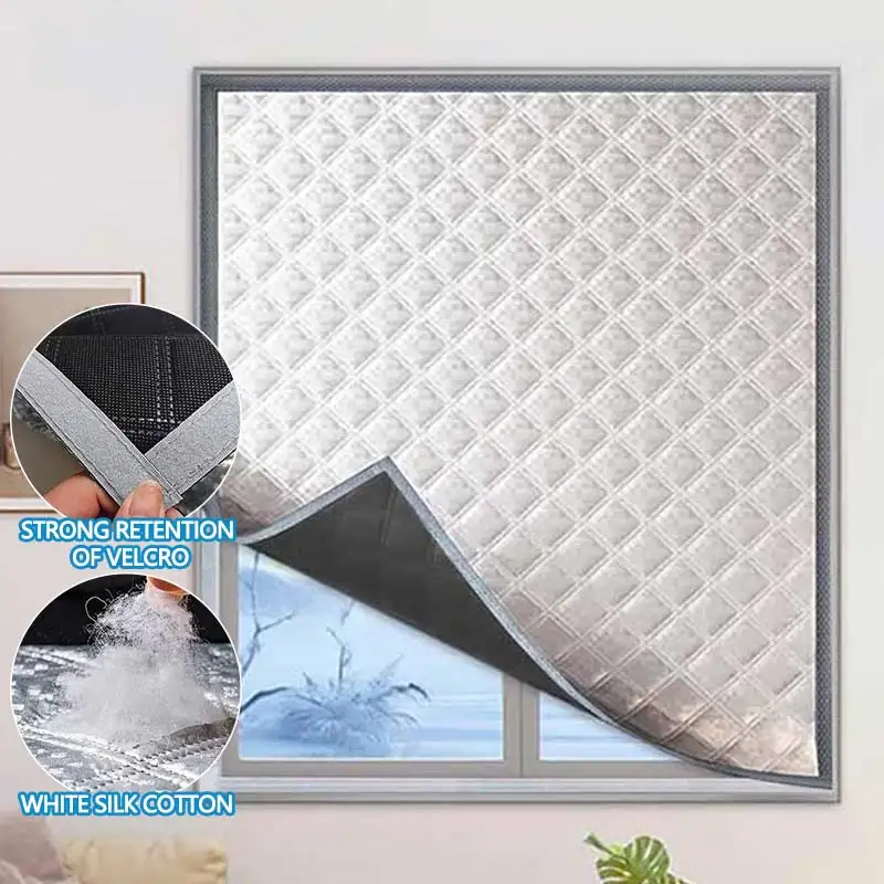 Winter cotton sealed windows for cold and air insulation, warm and windproof, thick curtains with no need for punching holes