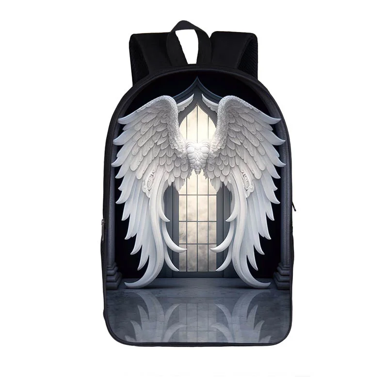 Angel Wing Girl Print Backpack Woman Man Outdoor Travel Bag Teenager Student School Bag Girls Boys Daily Casual Backpack Gift