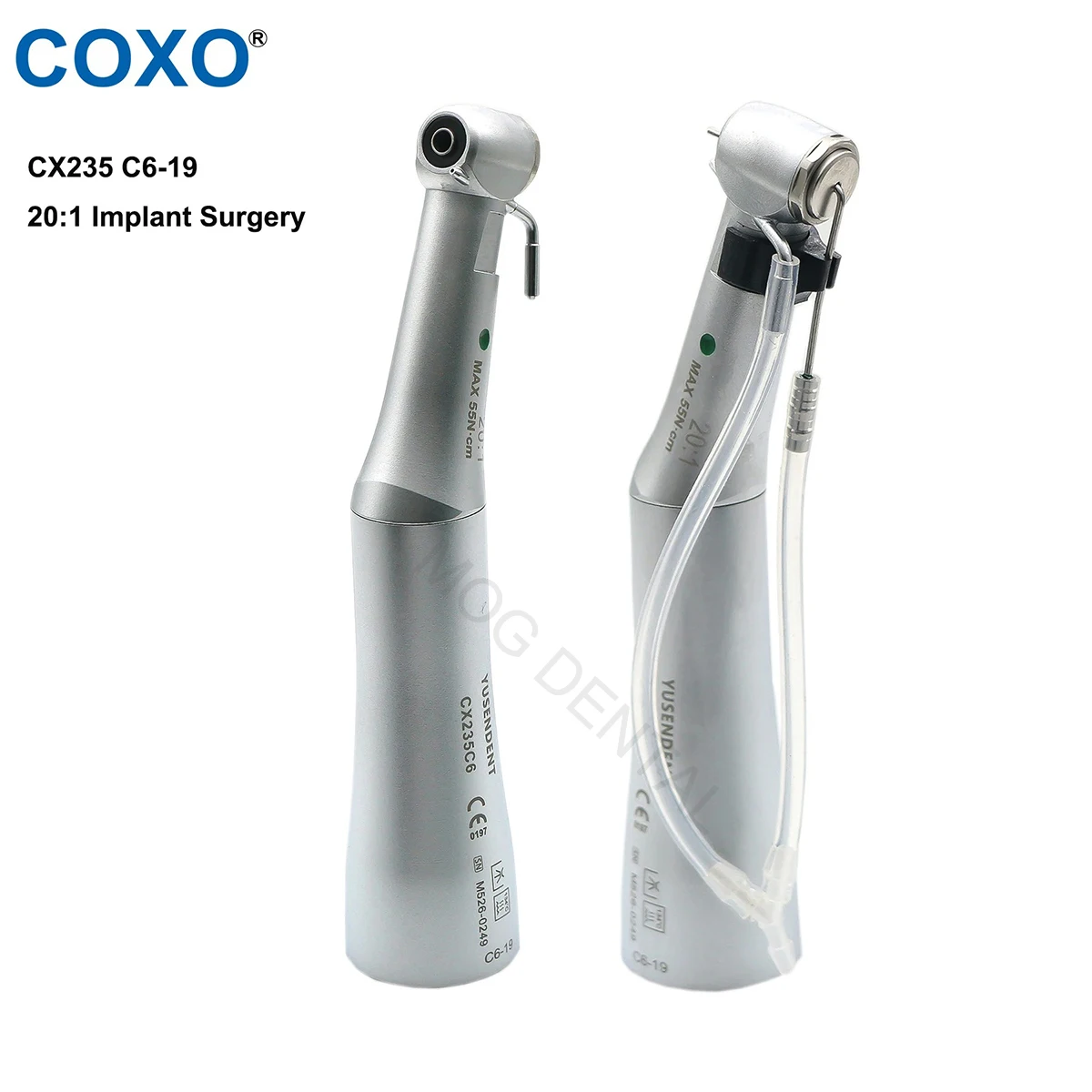 COXO Dental Fiber Optic 20:1 Reduction Implant Low Speed Handpiece Push Button Contra Angle Handpiece CX235C6-19 Fit KAVO NSK WH