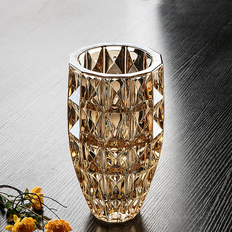 

Crystal Glass Vase Luxury High Sense Transparent Water Flower Arrangement Ornaments Living Room Home Soft Decoration Vase