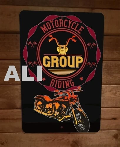 Motorcycle Group Riding 8x12 Metal Wall Sign Garage Poster sign