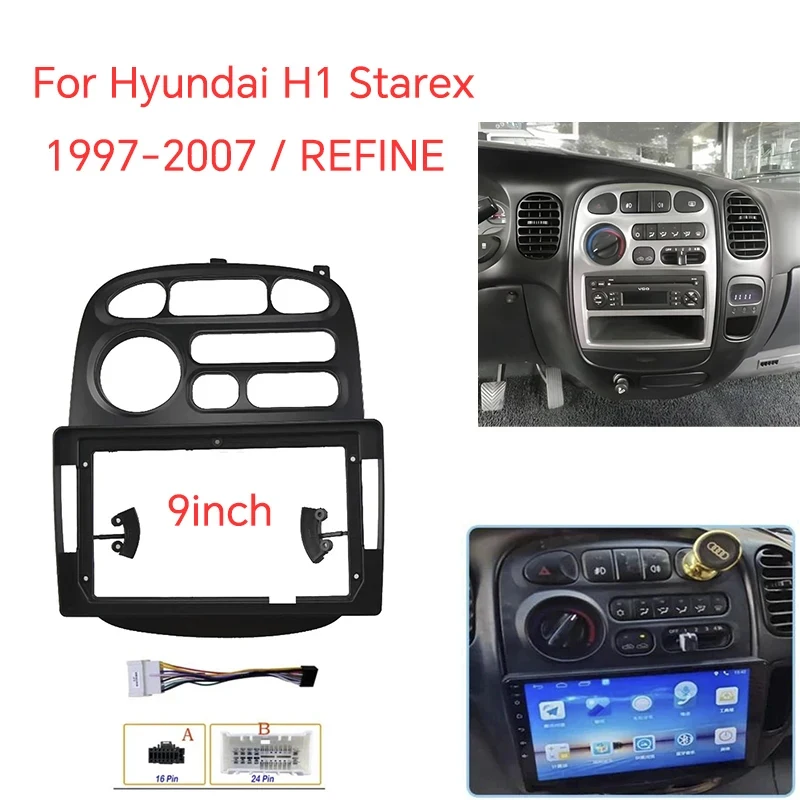 9 Inch Car Fascia Frame Fitting Adaptor Android Audio Dash Trim Kit For Hyundai H1 Starex 1997-2007 For JAC Refine 2012-2015