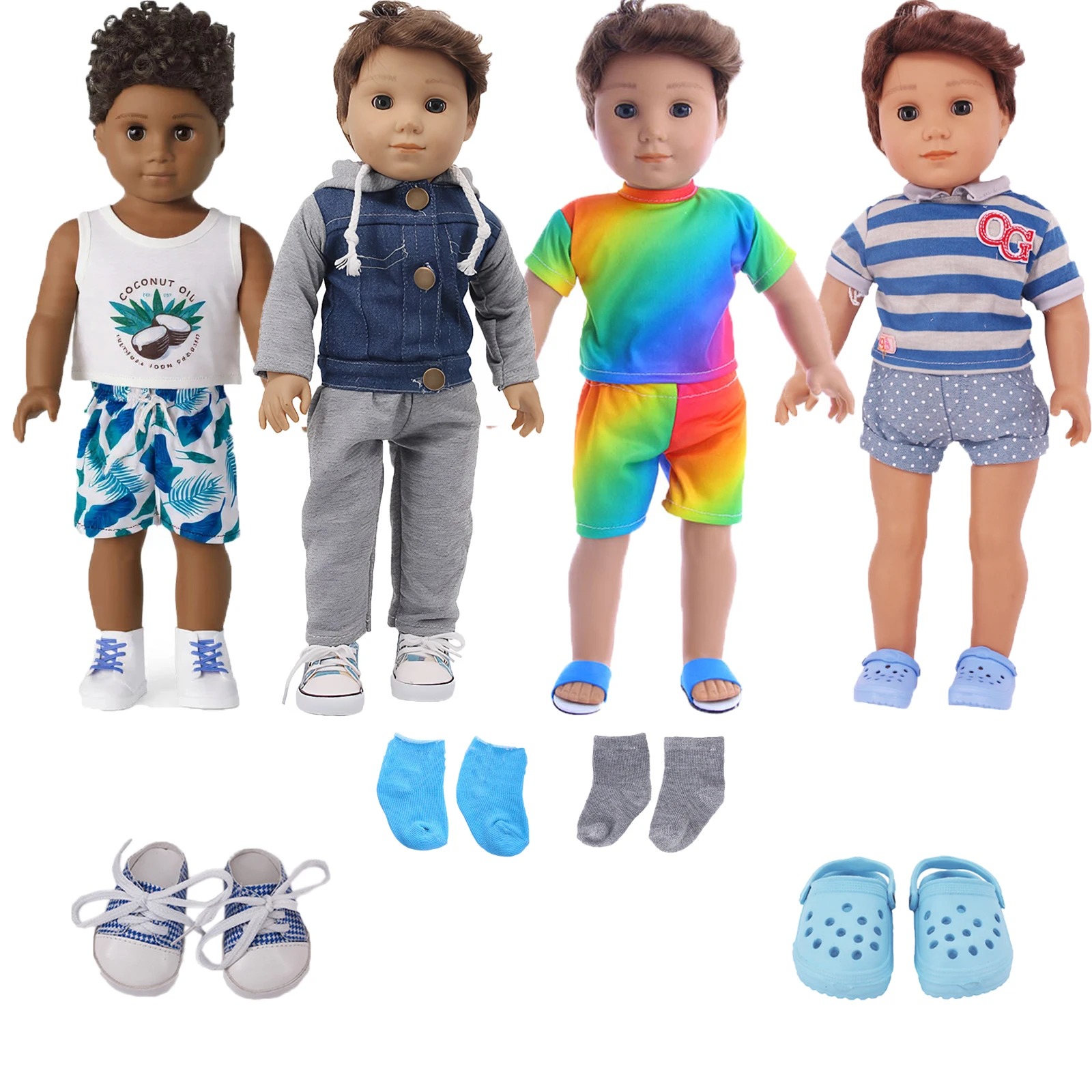 Beste cadeau Geboren Babypop Kleding Outfit Beer Print Casual Homewear voor 43 Cm Baby Reborn Logan Jongen Poppen,