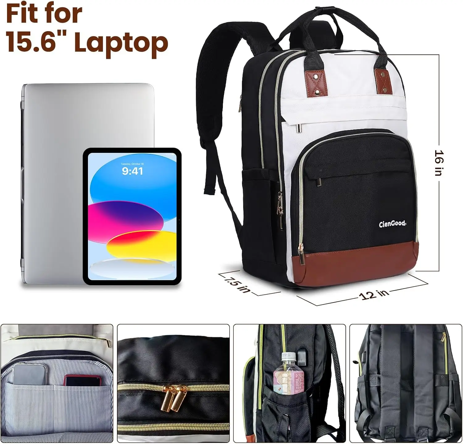 Women's Stylish Laptop Backpack,15.6-inch, with USB Charging Port, Stylish Laptop Bag for Couples/Students