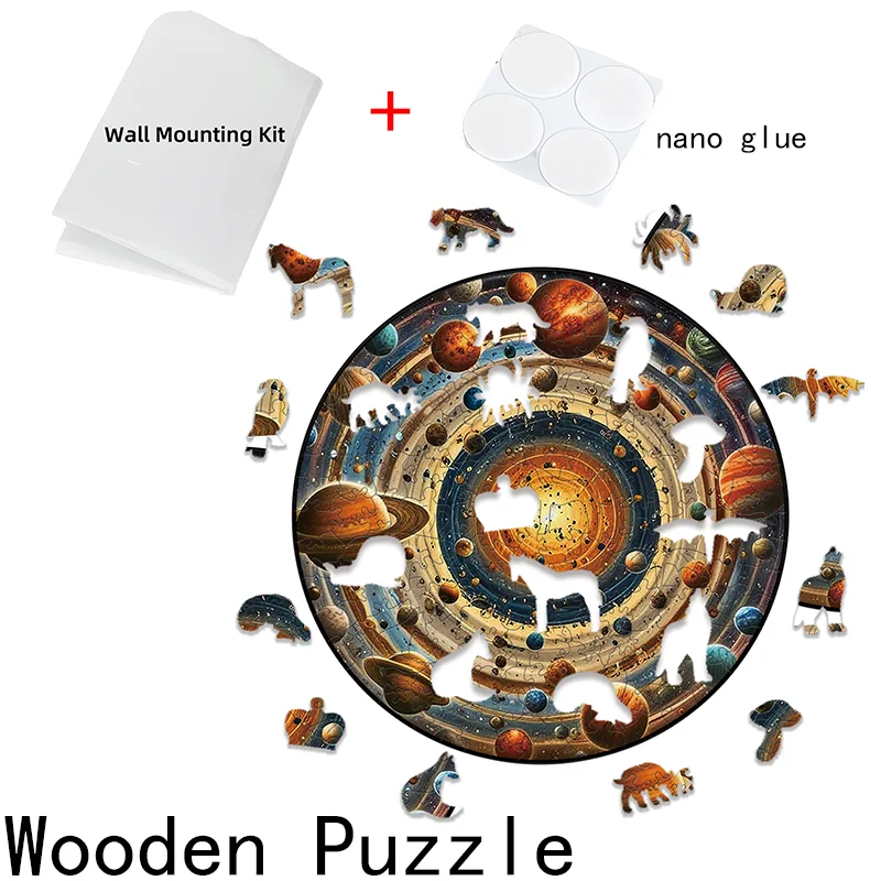 Flat Wooden Puzzle Family Parent-Child Interactive Puzzle Game Family Gathering Atmosphere Wall Decoration Wooden Puzzle