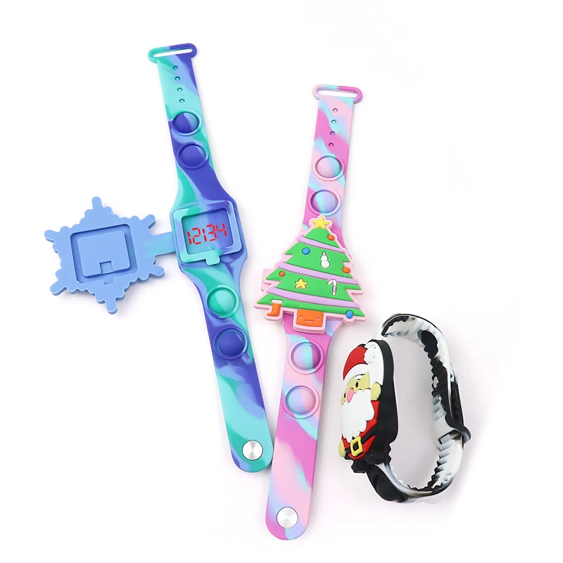 Kids Sports Watches Toys Cartoon Santa Claus Christmas Tree Elk Bell Silicone Children Digital Watch Boys Girls Christmas Gifts