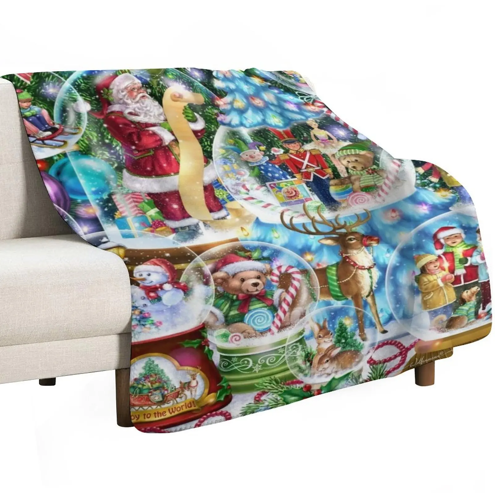 

Christmas Snow Globes Throw Blanket Beach Sofas Vintage Blankets
