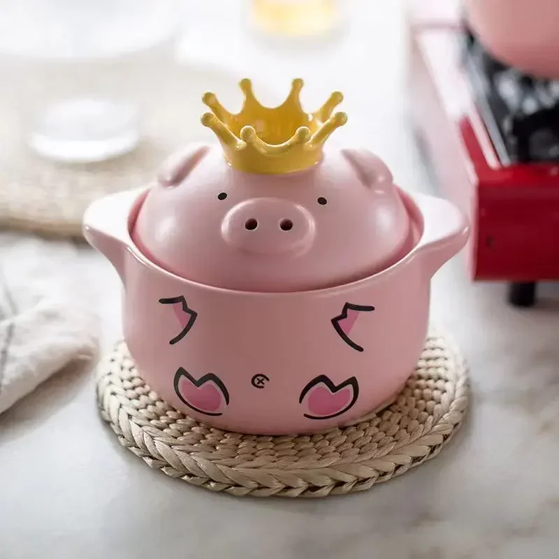 Pig Casserole Stew Pot Porridge Household Open Fire Soup Pot Old-Fashioned Kitchen Ceramic Tableware Porcelain Bowl Cooking Pot