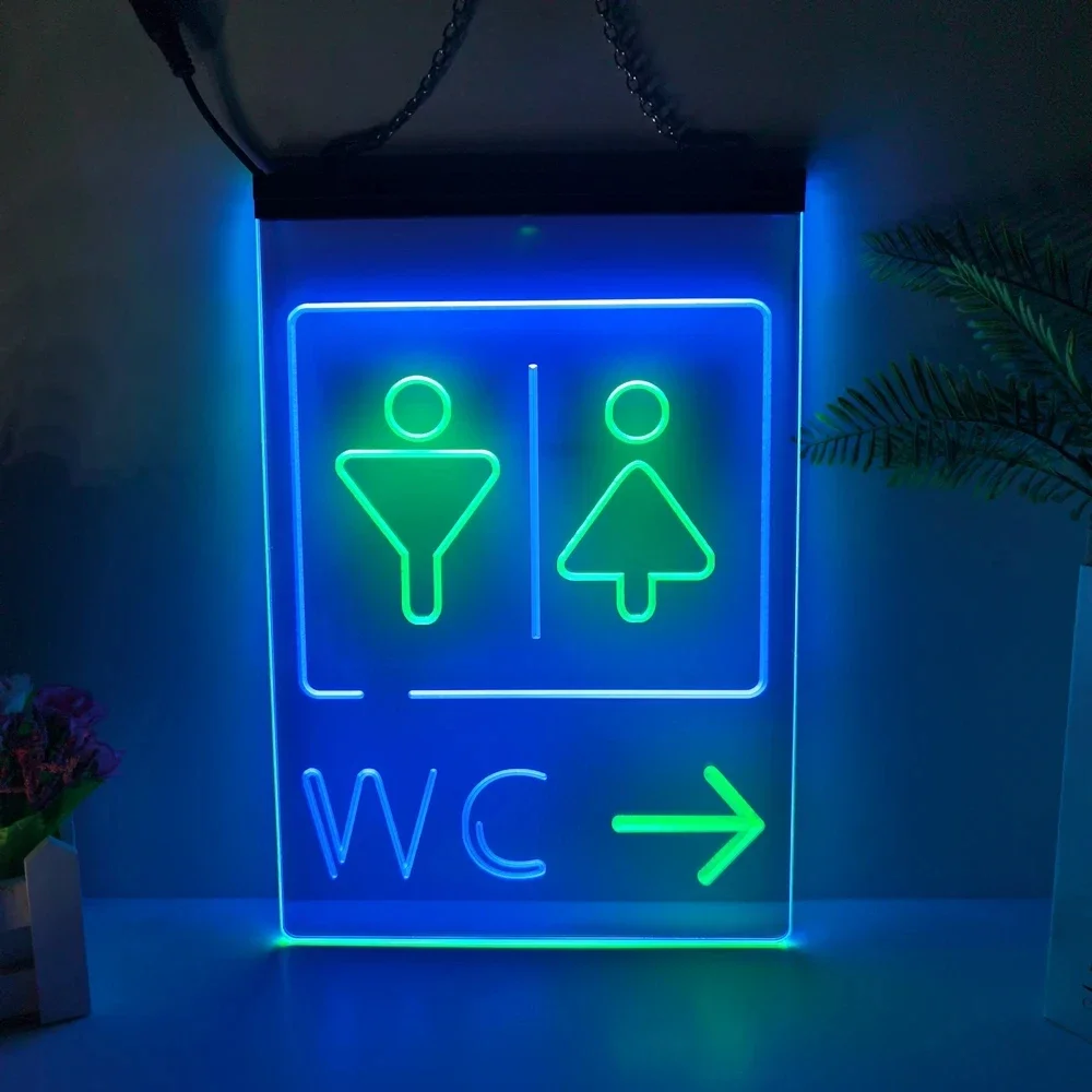 WC Toilet Signs LED Neon Signs - 3d Carved Wall Art for Homes, Rooms, Offices, Shops, Farmhouses, Decorated with Vintage Decor