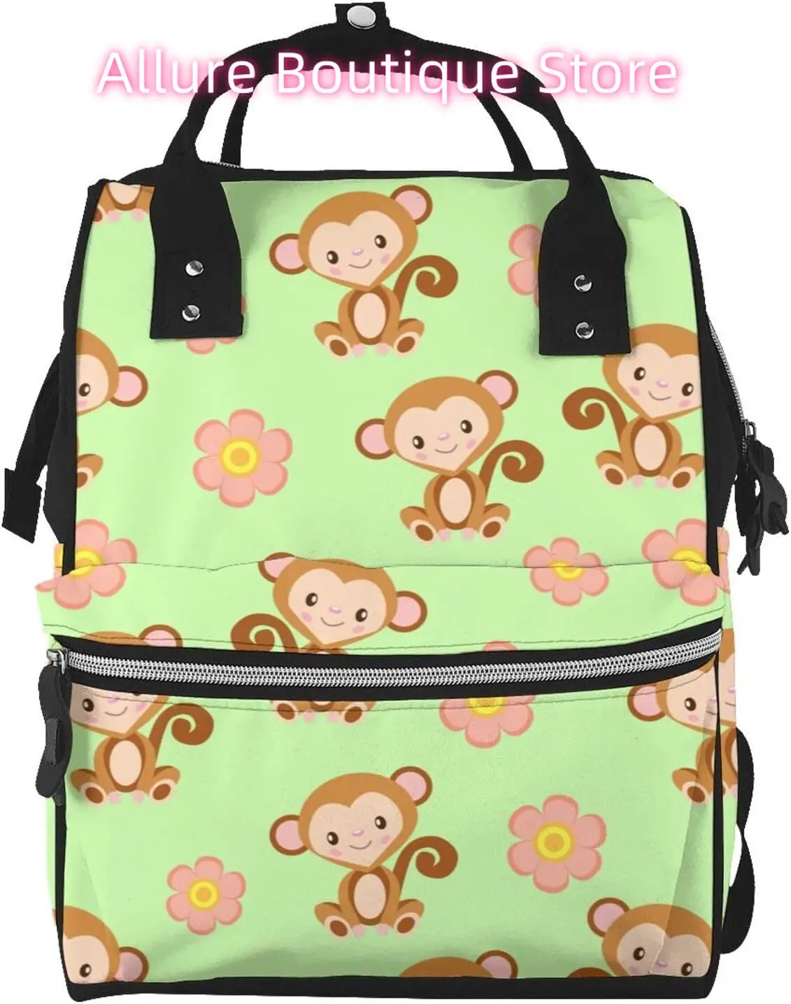 

Kawaii Monkey Diaper Bag Backpack for Women Large Capacity Nappy Bag Multifunction Waterproof Mummy Backpacks for Mom Dad Essent