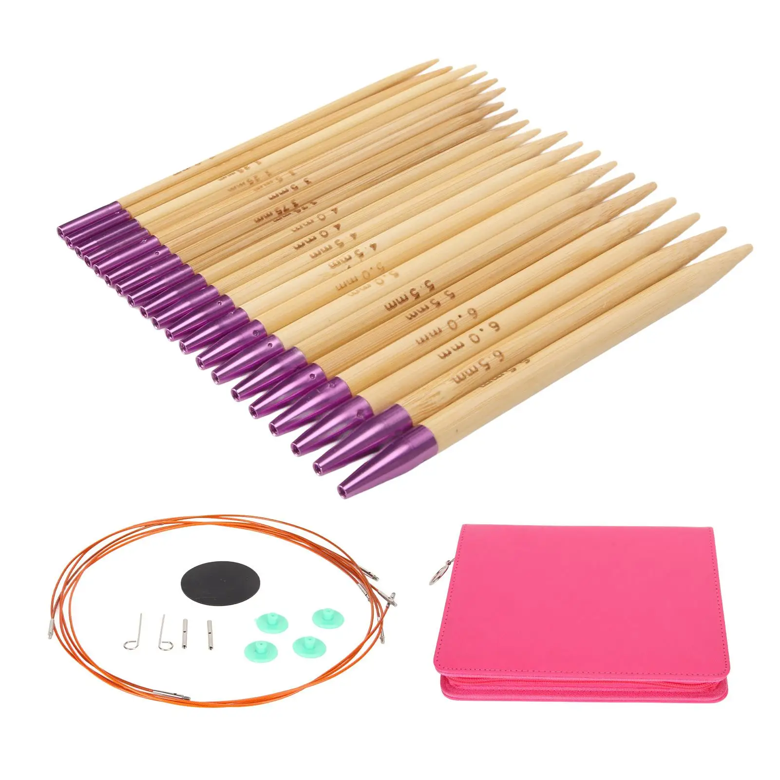 

10 Pair Interchangeable Circular Knitting Needles Set with Ergonomic Handles & Storage Bag - Crochet Tools