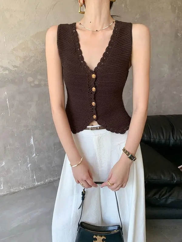 

Vests Waistcoats Thin Womens Old Money Fall Belted Tweed Tailored Workplace Temperament Sophisticated Stylish Classic Company OL