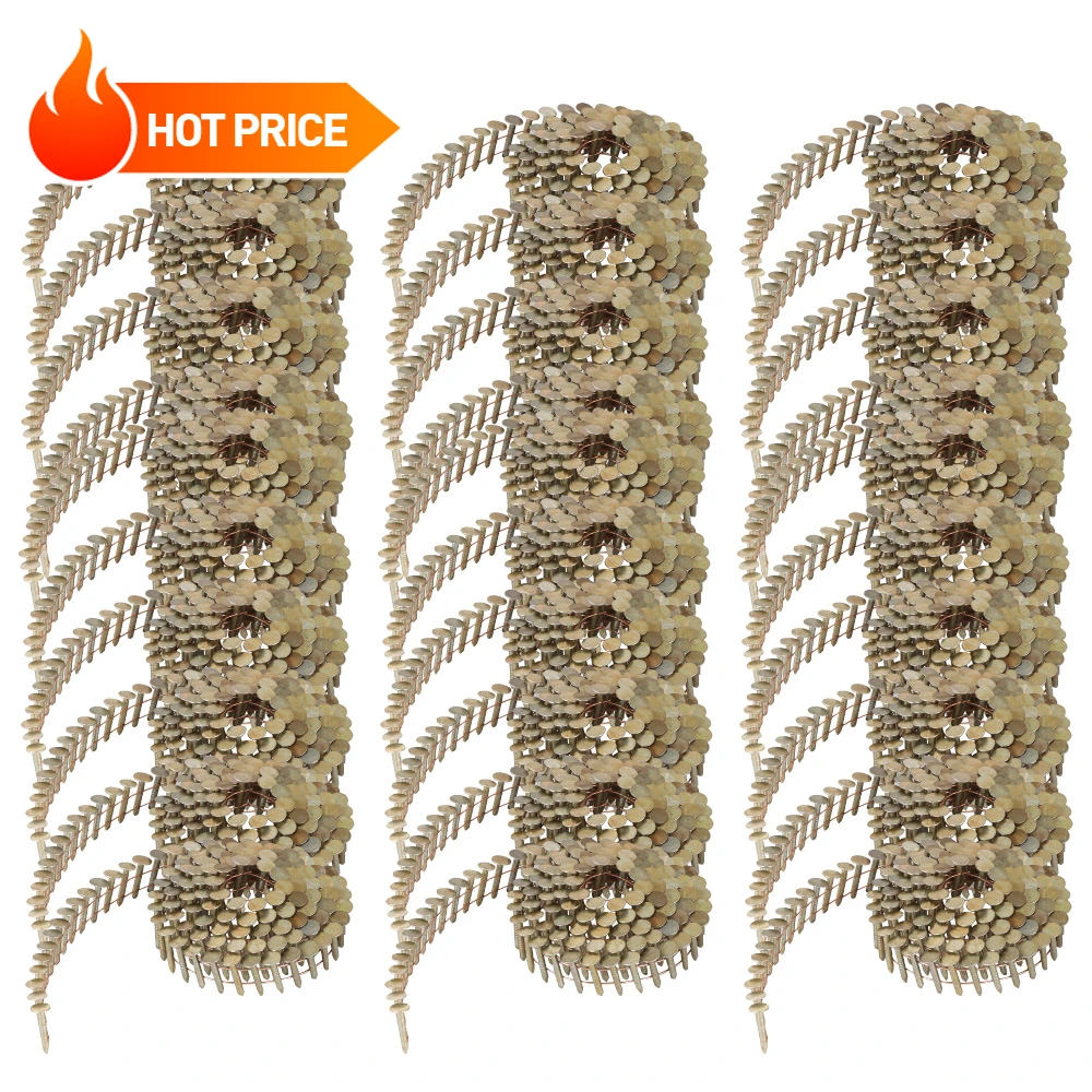Clous à bobine inclinés à 15 degrés, 0.12 × 7/8 pouces, clous de toit à tête ronde complète, 3600 pièces