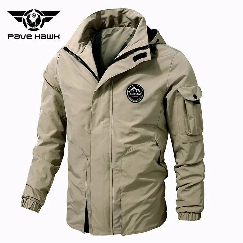 

Spring Autumn Leisure Hooded Jacket Men Outdoor Climbing Camping Travel Hiking Jackets Windproof Wear-resisting Breathable Coat