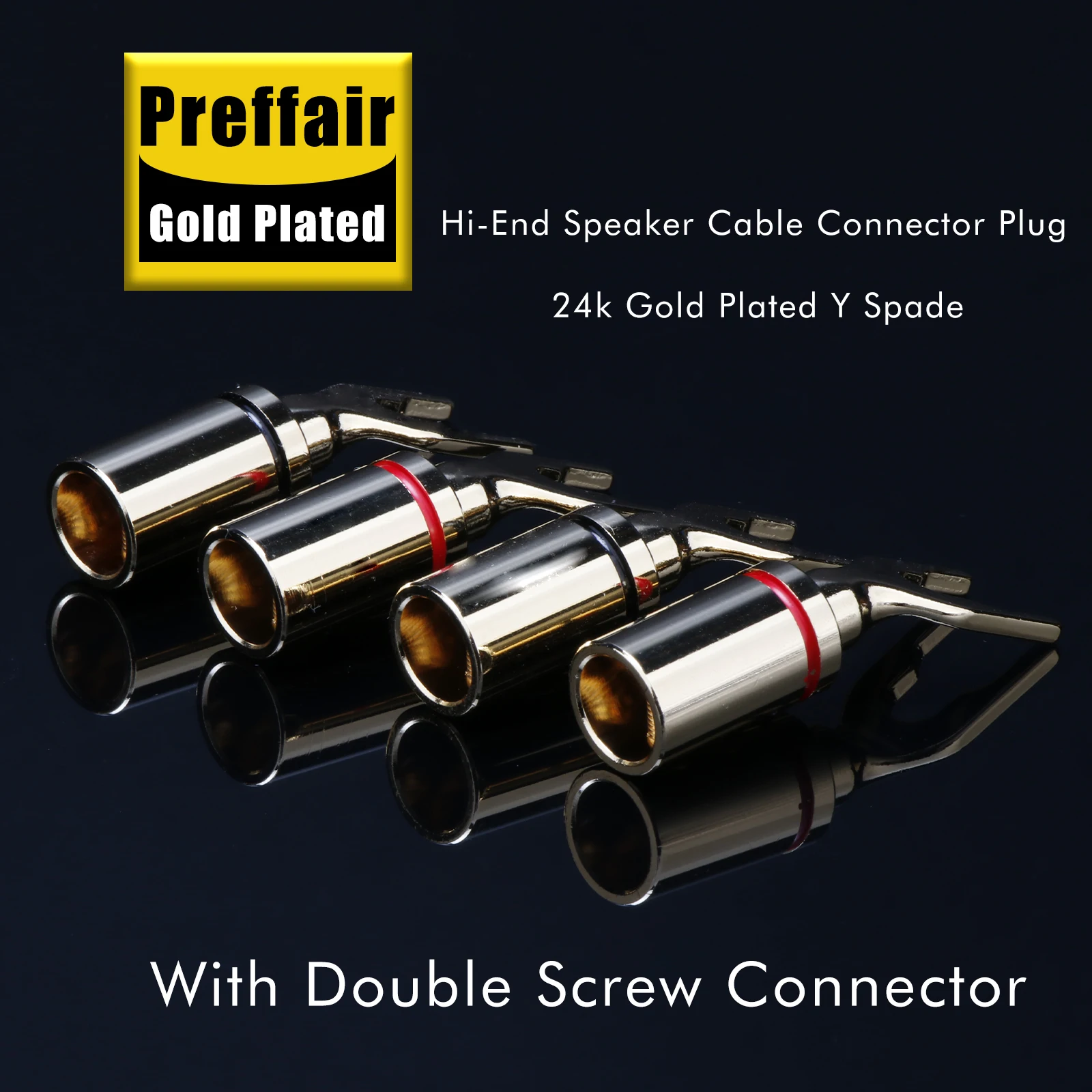 Bananenstecker Y-Verbinder aus reinem Rotkupfer, rhodium- oder goldplattiert, HIFI-Audio-Lautsprecher-Bananenstecker Y-Typ-Adapter – Detail 5
