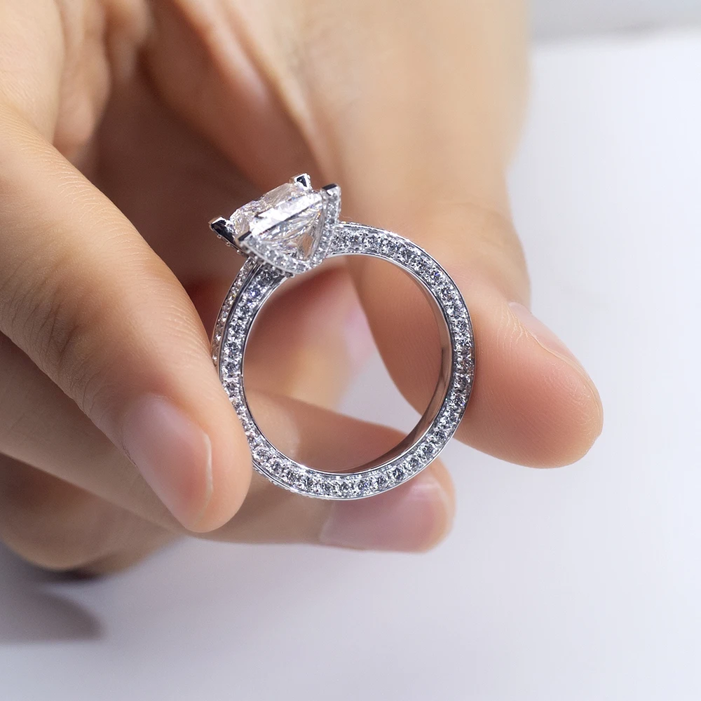 MishangJewelry PT950 Princess Cut Diamond Ring D VS Quality Diamond Classic Engagement Ring Women MSR-1557