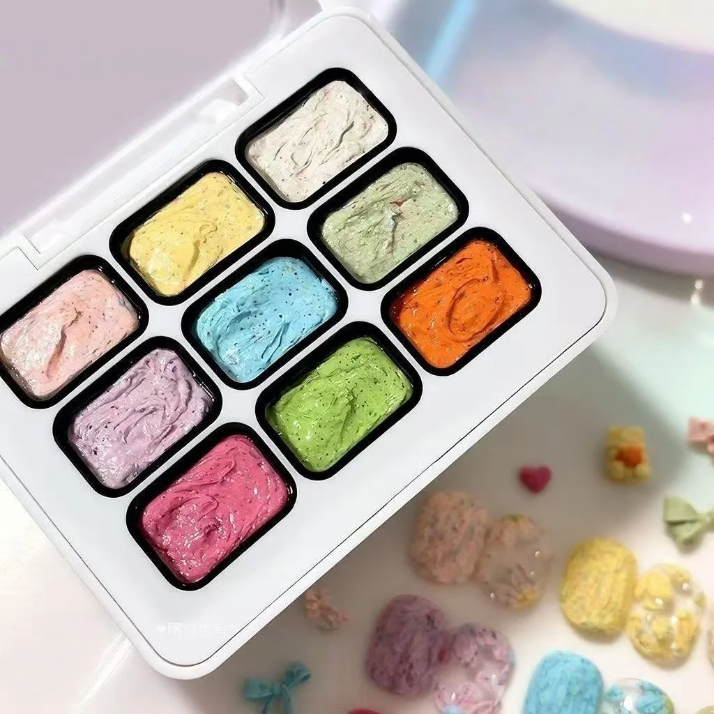 9-Colors Macaron Gypsum Painting Nail Polish Patting gel Smudge Canned High Saturation Popular Semi-Solid Nail Polish gel Nail - Detail 1