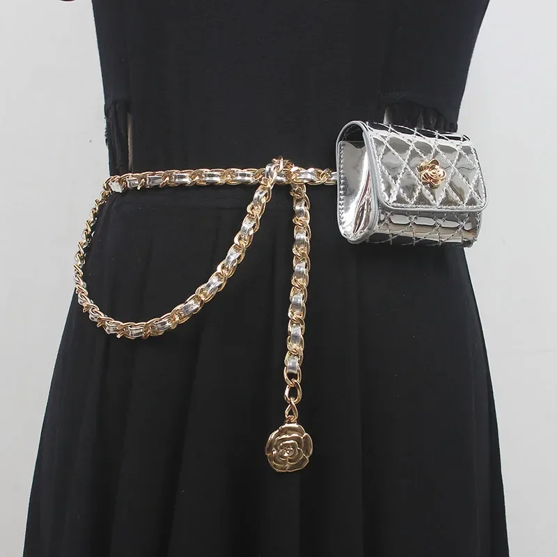 

PU Leather Metal Chain Belts with Mini Bag