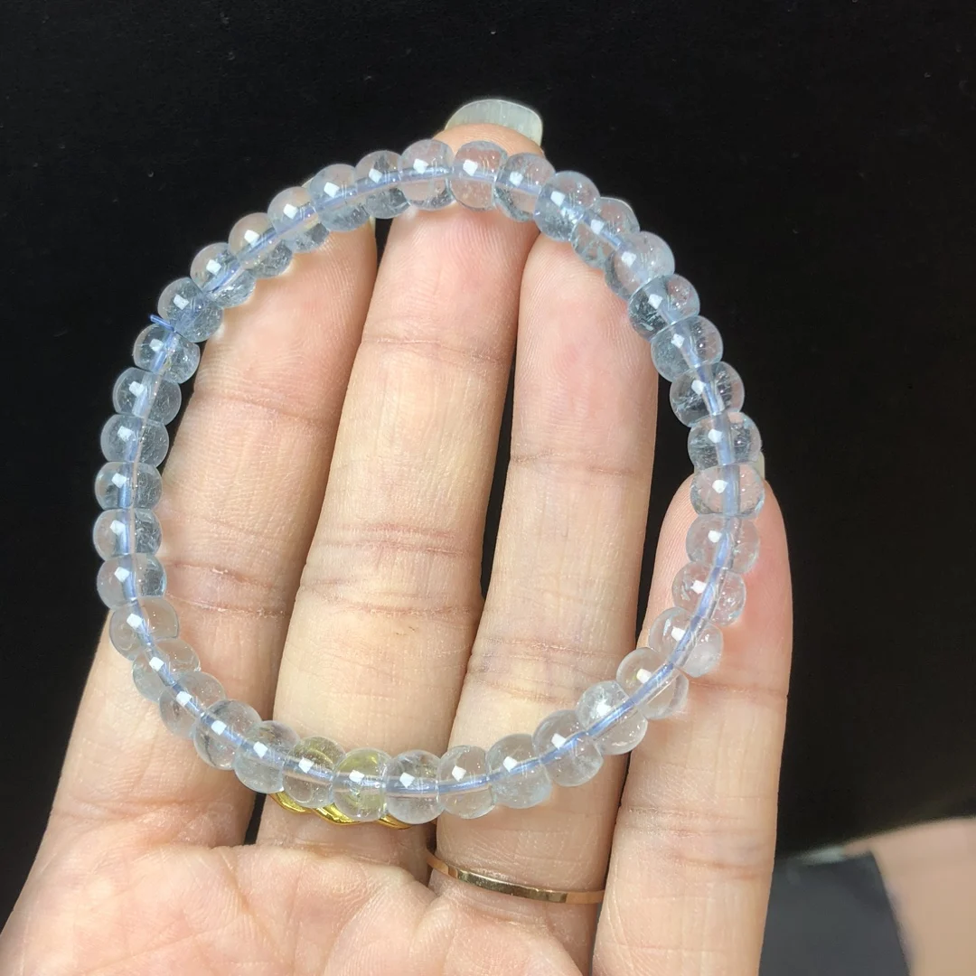 1 Pc Fengbaowu Natural Blue Topaz Bracelet 6MM Abacus Beads Reiki Healing Stone Fashion Jewelry Gift For Women