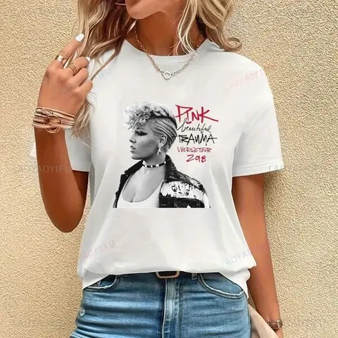 Känd sångerskan P! Nk Klassisk affischtryck Dammodeskjorta, Vardags- och fritidskläder, Ny damtopp Kortärmad T-shirt 10 best sales p nk-skjorta - №8